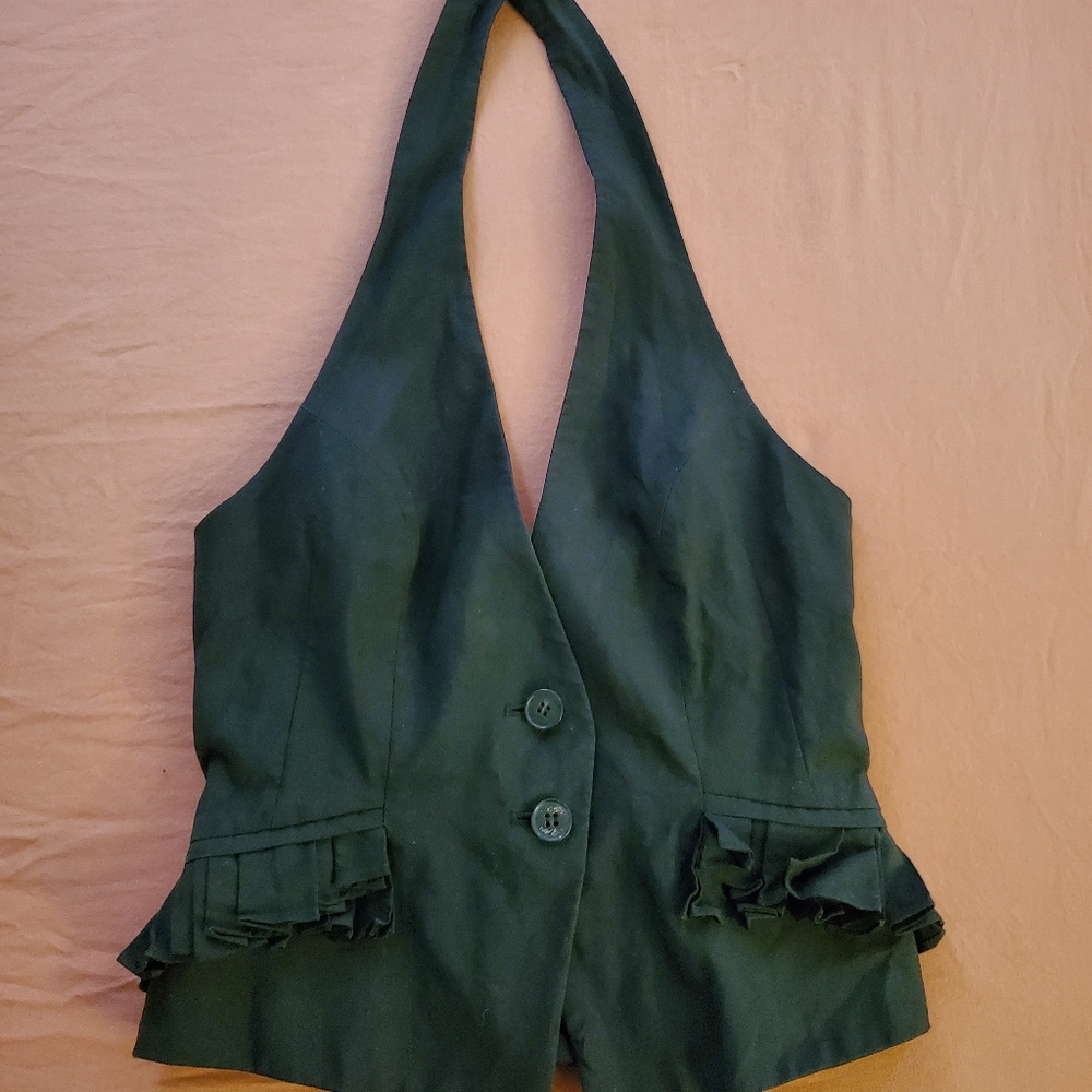 All Saints Linen Black Fitted Vest
